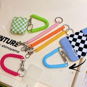 HUGHES Colorful With Ring Hooks Hang The School Card With Metal Clasp Spring Keychain Lanyard Retractable Coil Springs Key Ring Spiral Spring Coil Stretchy Stretch Spring Coil Key Hooks Anti-lost Lobster Clasp Keyring