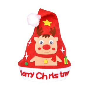 Kriss Kringle Handmade Santa Hat Non-woven Fabric Santa Claus Kids Xmas Arts Hats Educational Christmas Tree Kriss Kringle Hat Christmas