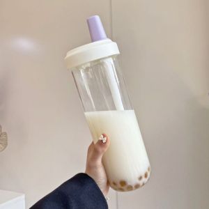500/850ml Straw Water Cup Portable Reusable Pearl Milk Tea Tumbler Large Capacity Drinking Bottles PAZU
