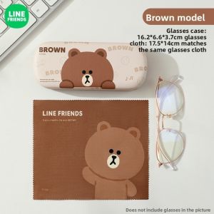 (1PCS)100% Authentic Line Friends Glasses Box Storage Eyewear Case Storage Bag Sunglasses Portable Travel Compression-resistant and Drop-resistant Large Capacity Waterproof Dustproof Anti-shock Anti-fall Durable PVC PU leather LFB113/LFB288/LFB347