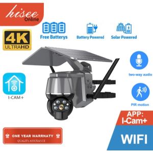 4G LTE SIM Card / WIFI - Free Batteries - 4X optical zoom Solar Camera 8MP 4K Outdoor Wireless PTZ IP CCTV Camera Home Security