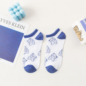 Zaman Now - Kaos Kaki Wanita Import Murah / Kaos Kaki Fashion Ala Korea Warna Putih Biru Cute / Kaos Kaki Fashion Ala Korea