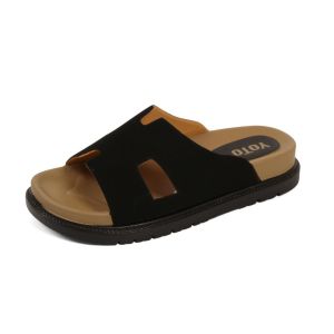 YOTO Womens New Birken Sandals H-Strap Leather Slides with Soft Thick Sole for Indoor/Outdoor Wear