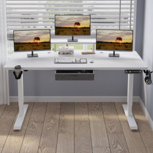 Mxtark 55 inches  1.4M Electric Standing Desk Single Motor Desk   Adjustable Height Automatic Smart Lifting Ergonomic Office/Study/Gaming Table Desk With Drawers New Elegant Carbon Fiber Anti-Scratch E-Sports Gaming Desk