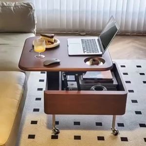 AUREO 【⚡】Movable Coffee Table Modern Minimalist Antique-Style Height-Adjustable Coffee Table Multi-Functional Coffee Table