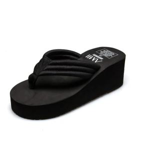 [Free Shipping] Summer Thick-Soled Flip-Flops for Women Simple and Fashionable High-Heeled Casual DIY Womens Beach Sandals