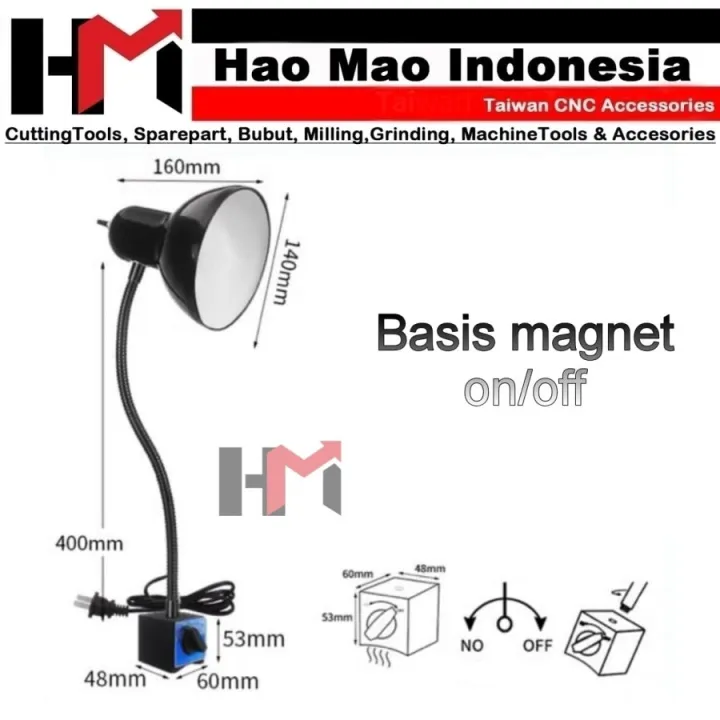 Magnetic Base Lamp LED 400MM Tidak Ada Bola Lampu Basis Magnet on/off ...