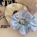 Cream Striped Hair Ring Female Sweet Bear Mori Cute Scrunchie High Elastic Hair Accesssories. 