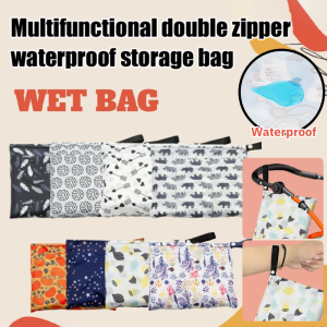 Multifunctional Double Zipper Waterproof Storage Bag Lager Size Diaper Wet Dry Bags Swimwear Bag
