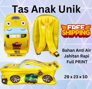 BGC Tas Ransel Sekolah Anak TK Tas Mobil On The Road Tas Anak Karakter Kartun Bus - Kuning OTR TAYO KUNING