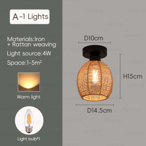 Living Room Hemp Rope Woven Ceiling Light LED Rustic Retro Decorative Lamp Restaurant Bar Counter Bedroom Chandelier