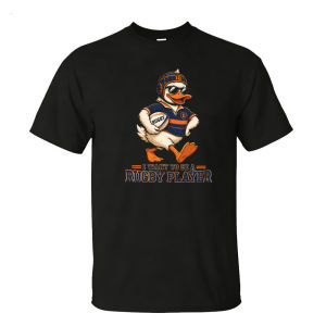 [Local Stock] HBESTY  I Want To Be A Rugby Player Cool Duck Cartoon Graphic Men Summer Cotton T Shirt Funny Rugby Lover Short Sleeve Garment