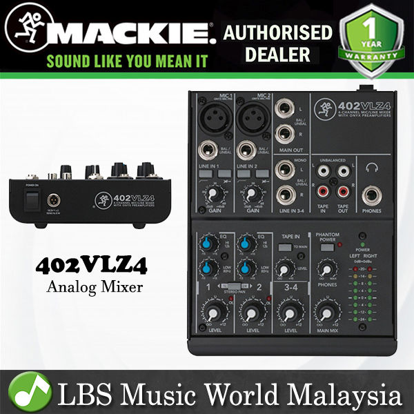 Audio Mixer Mackie 402VLZ4 Mixer Bundle - 4-Channel Compact With
