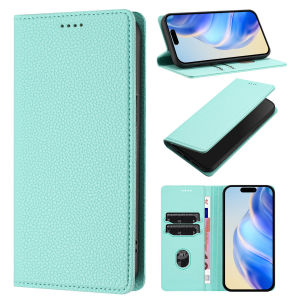 Lychee Grain Flip Wallet Phone Case For iPhone 18 Pro Max 17 air 16 plus 15 14 PU Leather Multi Card Slots Kickstand Cover Buckle Shockproof Protective Casing For Men Women
