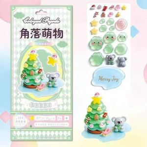 MUKANG Drop Glue 3D DIY Crystal Stickers Whale Bear Rabbit Cartoon Stacking Stickers Fun Style Removable Relief Ornament Stickers Decoration