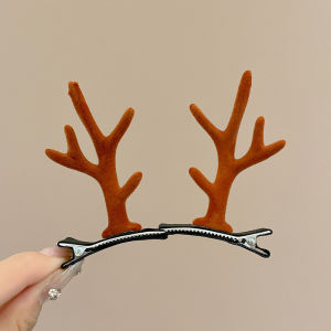 Christmas Hair Accessories 2024 New Deer Antlers Headband Clip Cute Elk Hair Clip Headpiece Pair Clip Christmas Hair Clip
