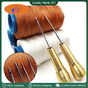 Detachable Sewing Shoe Repair Tool Awl Leather Craft Kit Tools with 3 Needles / Thread Spool