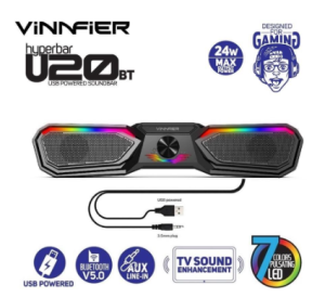 READY STOCK Vinnfier Hyperbar U20 BT USB Powered Soundbar Bluetooth Aux Line & Led Light Design for Gaming