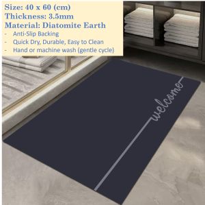 [SG-Stock] - Diatomite Floor Mat - Quick Dry Non-Slip Stylish Antibacterial Fast Water Absorbent Pets Friendly