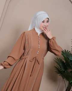 NS Marshanda Gamis Manik Swarovsky Depan Kancing Mutiara Mewah lebaran Kondangan Pesta