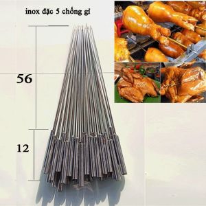 Sét 5 xiên nướng thịt inox chống gỉ que xiên thịt nướng inox cứng cáp phi 5ly