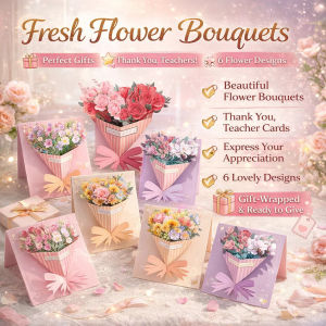 Valentines Day 3D Handmade Card 3D Pop-Up Card with Flower Bouquet Keepsake Gift Foldable Pop Up Greeting Cards