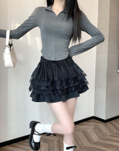 MANNASU Pure Desire Puffy Skirt High Waist and Thin A -line Skirt Small All -match Cake Skirt