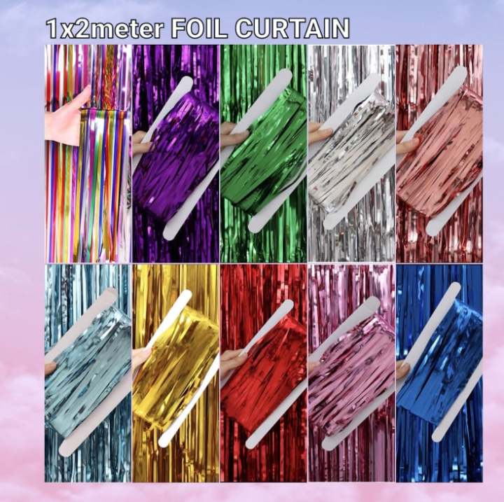 METALLIC AND PASTEL COLOR FOIL CURTAIN STRIPS 1X2 METER SIZES Lazada PH