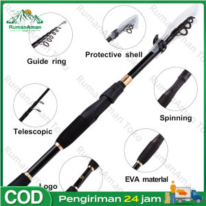 Baitcasting Tahan Aus Joran Pancing Pengendali EVA  Carbon Fiber Fishing Rod Bass Rod untuk Danau Sungai Air Tawar Joran Pancing Teleskopik Tangkap Ikan Ultralight