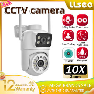 LLSEE ICSEE 4K 8MP Wireless WiFi Dual lens Camera 10x Digital Zoom CCTV 360 Monitoring Camera Outdoor CCTV Alarm Push Intelligent Night Vision IP Camera