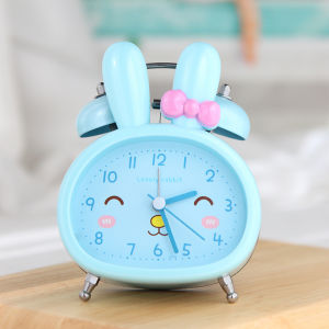 LZD  Ringing Student Children Bedside Luminous Second Sweeping Mute Walking Bedside Cartoon Pearlescent Bunny Bell Alarm Clock