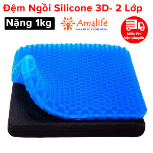 Đệm Ngồi 3d Silicon Loại Xịn 2 Lớp Nặng 1kg Tặng Vỏ Chống Trượt Thoáng Khí Chống Đau Mỏi Lưu Thông Máu Thoáng Khí Hãng Amalife