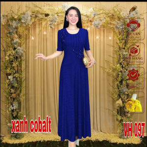 ĐẦM NHŨ TRUNG NIÊN VH097 XẾP LY NGỰC ĐÍNH 2 BÔNG THIẾT KẾ FOM CHE KHUYẾT ĐIỂM SANG TRỌNG QUÝ PHÁI PHÙ HỢP VỚI TUỔI TRUNG NIÊN