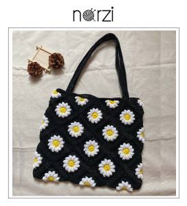 TÚI HOA CÚC ĐEN HANDMADE
