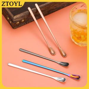 ZTOYL 1 cái thép không gỉ dài xử lý khuấy thìa cà phê thìa Trà tráng miệng thìa khuấy que nhỏ muỗng phụ kiện nhà bếp