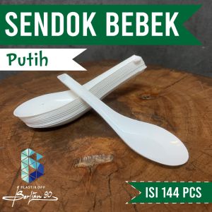 Sendok Plastik Putih / Sendok Bebek Plastik / Sendok Sup/Sendok Makan Plastik Murah Isi 144 Pcs