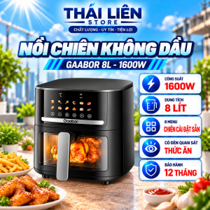 Nồi Chiên Không Dầu Gaabor AF-80T01A 8 Lít Công Suất 1600W 8 Lít Phù Hợp Đông Người