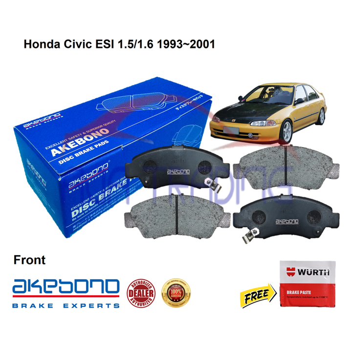 Genuine Akebono Front Brake Pads for Honda Civic ESI 1.5/1.6 19932001