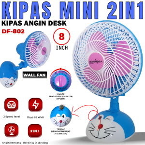 Kipas Angin 8" Karakter Advance Df-802 2in1 Kipas Dinding Kipas Meja Doraemon | Kipas Angin Advance 2in1 Df-802 Doraemon Spiderman Kipas Angin Karakter Df802 Mini Meja Dinding-Bikin Adem - Vas