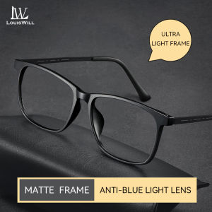 LouisWill Men Women Glasses Non-Prescription Glasses Anti Blue Light Flat  TR Mirror Eyewear Can Be Paired With Myopia Gasses Half Frame Design Outdoor Travel Men Trendy Glasses