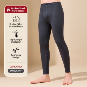 A8626 Polyester Thermal Underwear Solid Color Lightweight Thermal Pants Skin Friendly Long Johns