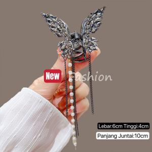 Jepit Rambut Korea Jedai Rumbai Kupu2 Manik Kristal Zirkon Fashion Wanita Elegan High Quality Impor