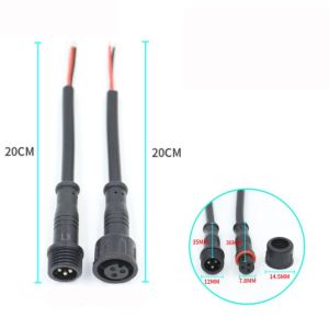 LUMIQLO 2Pin 3Pin 4Pin Male to Female Led Connector IP67 Black Cable LED Light Strips Network Communication 20CM Waterproof Wire Led Connector