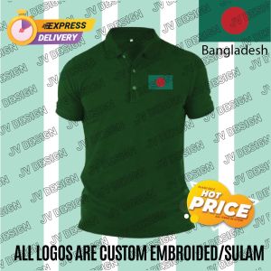 🔥PROMOSI HEBAT🔥 [SULAM] QQ BANGLADESH FLAG COOL LOGO  POLO EMBROIDERY BAJU LELAKI PEREMPUAN POLO TEE!! 100% COTTON BNG2