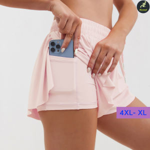 (4XL-XL) กางเกงวิ่งขาสั้นผู้หญิง ไซส์ใหญ่ คนอ้วน พลัสไซส์ มีซับใน มีกระเป๋าใส่โทรศัพท์ iRunmall #KK125