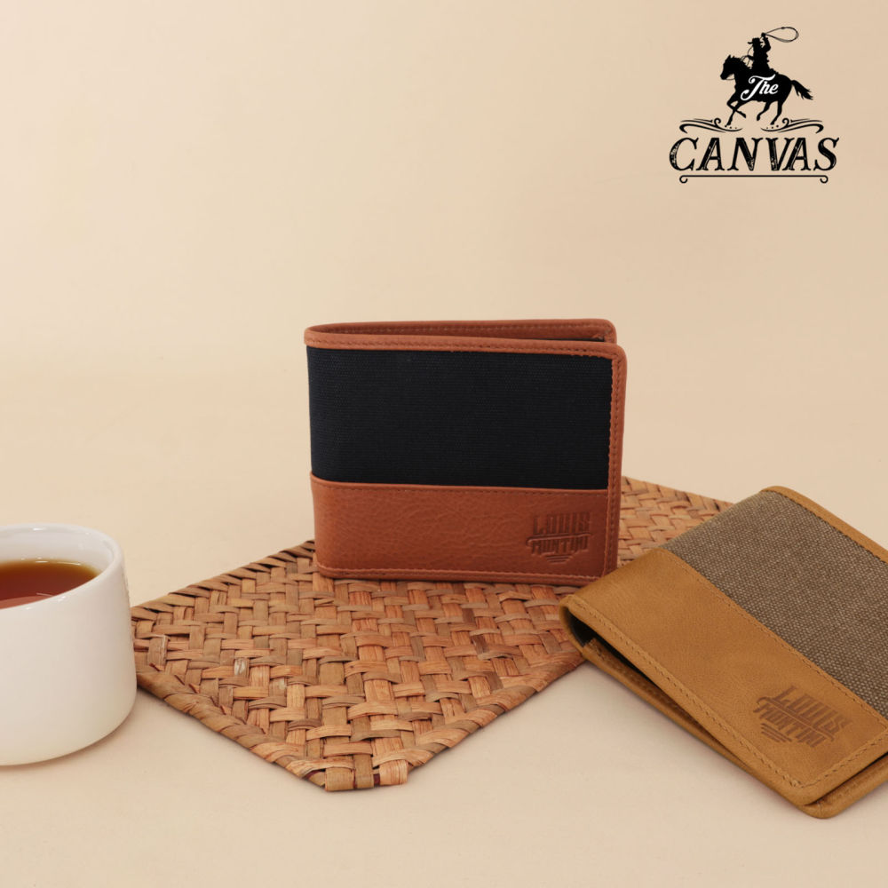 Montini (The Canvas) Genuine Cow Leather Mixed Canvas Mens Wallet TTM124. 