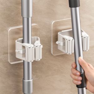 Multi-Purpose Hooks Adhesive Wall Hanging Mop Rack Broom Hanger Hook Kitchen Bathroom Organization Home Organizer Accessories h260630
