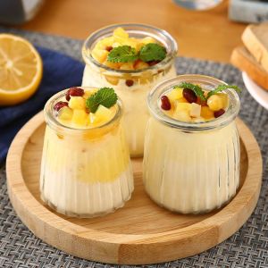WEIYA Glass Pudding Glass Jar Mini Transparent Mousse Drinking Bottle Favor Jars 100/150/200ml Yogurt Bottle Kitchen