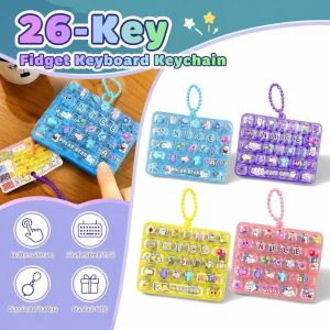 INNEED 26 phím Móc khóa bàn phím Fidget Bộ bấm phím Thư giãn tay Đồ chơi giảm căng thẳng Dễ thương Nút giải nén Đồ chơi bàn phím cơ Quà tặng tiệc tùng