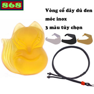 Mặt dây chuyền hồ ly 4 cm x 4.6 cm ( size lớn ) Pha lê vàng kèm vòng cổ dây dù đen - mặt dây chuyền phong thủy